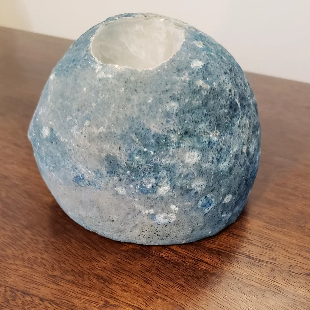 Blue Geode Bookend/Candle Holder Made in Brazil  - Picture 3 of 8